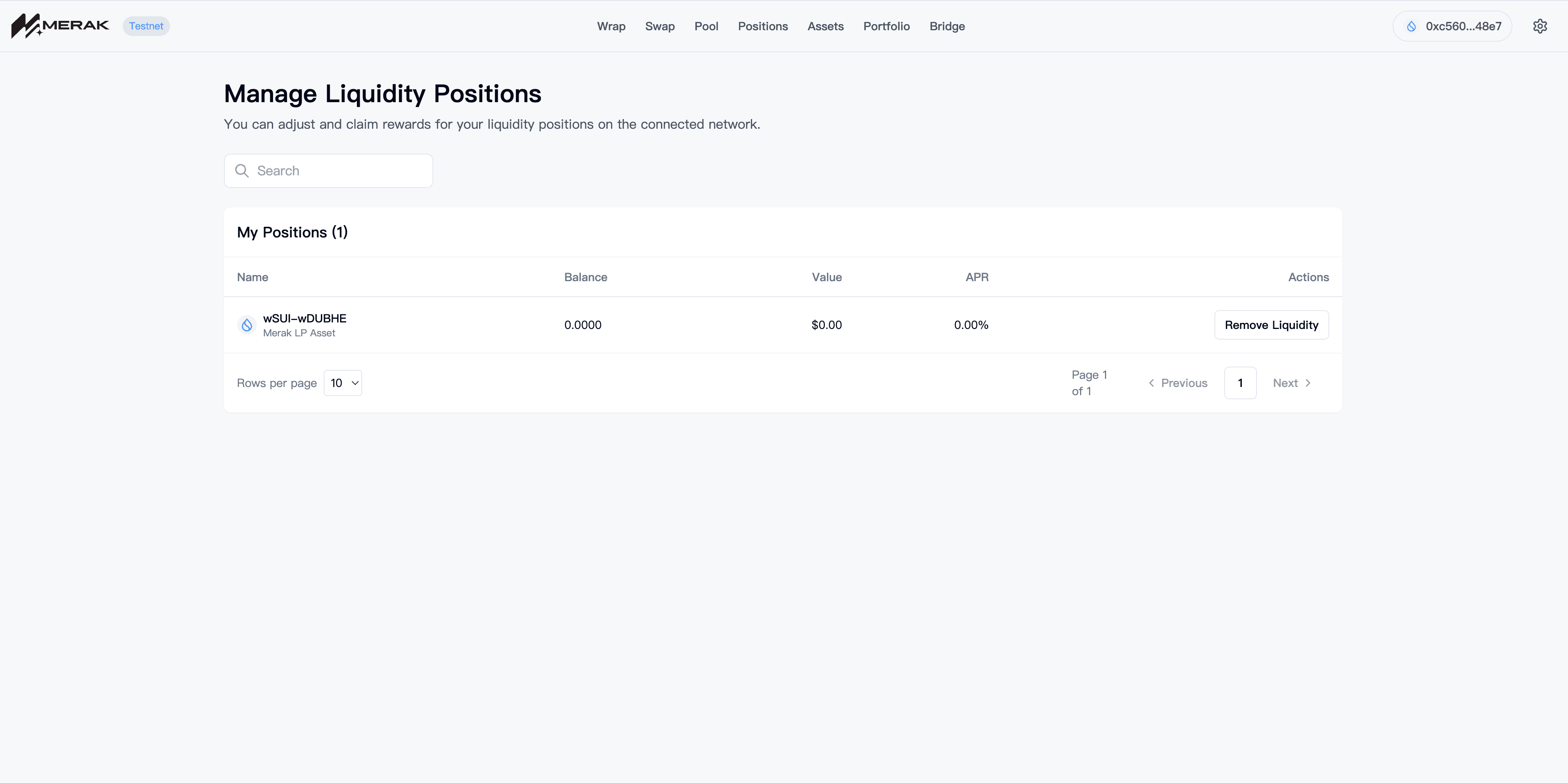 Positions UI Screenshot