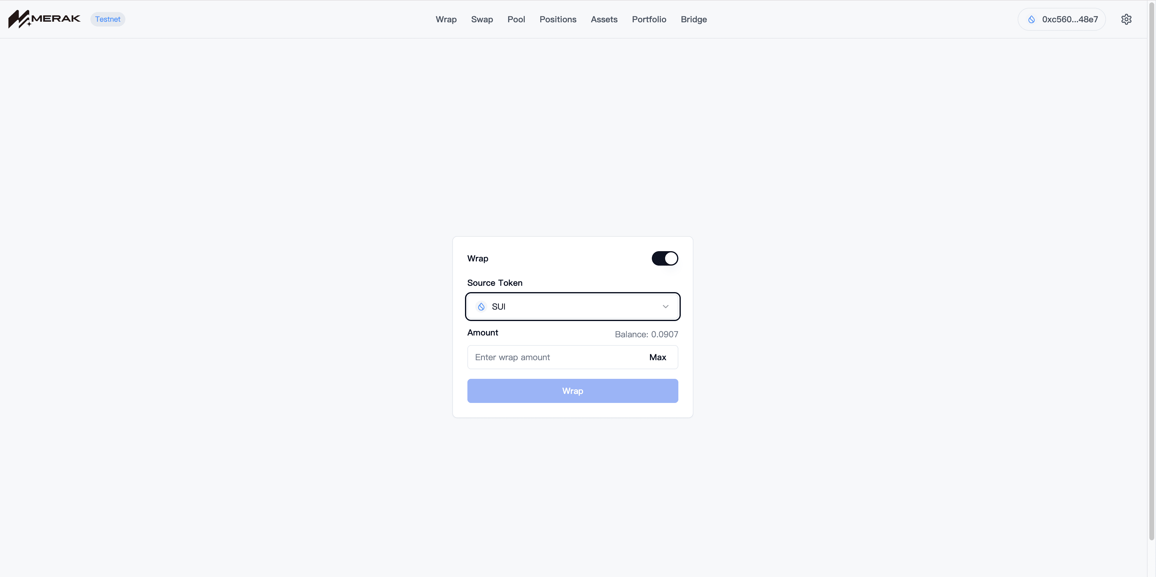 Wrap UI Screenshot